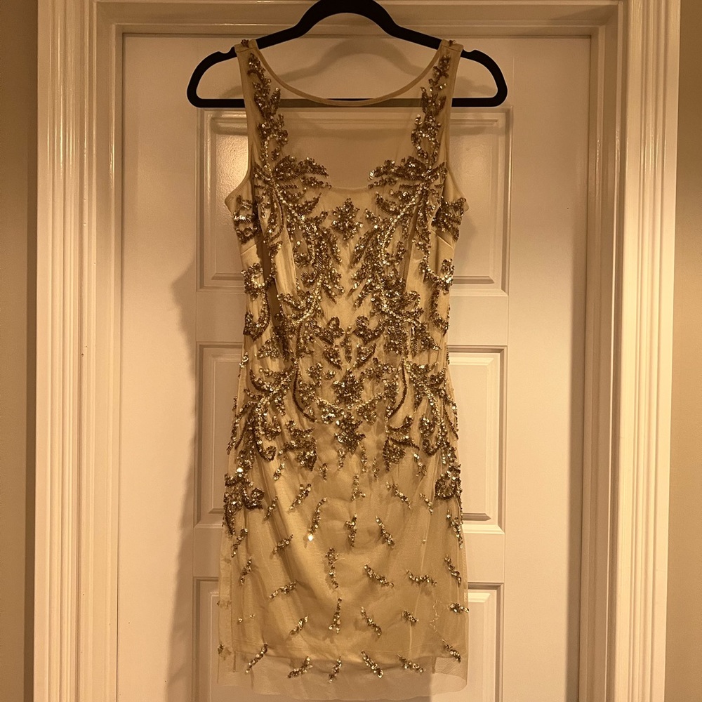 Aidan Mattox Gold Sequin Dress